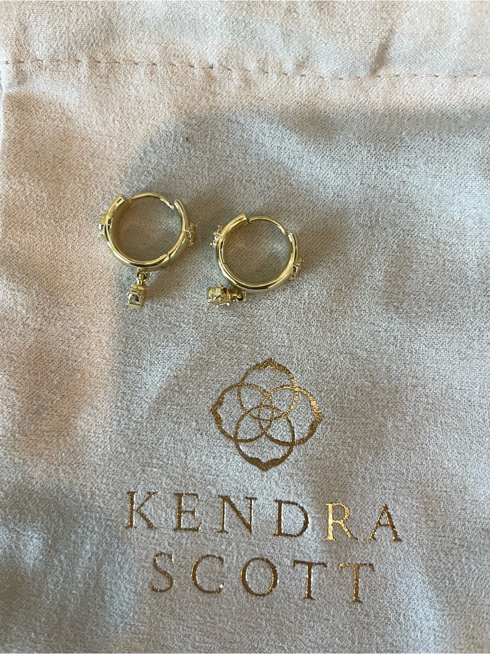 Kendra Scott Gold Huggie Hoop Earrings with Dangle Charm